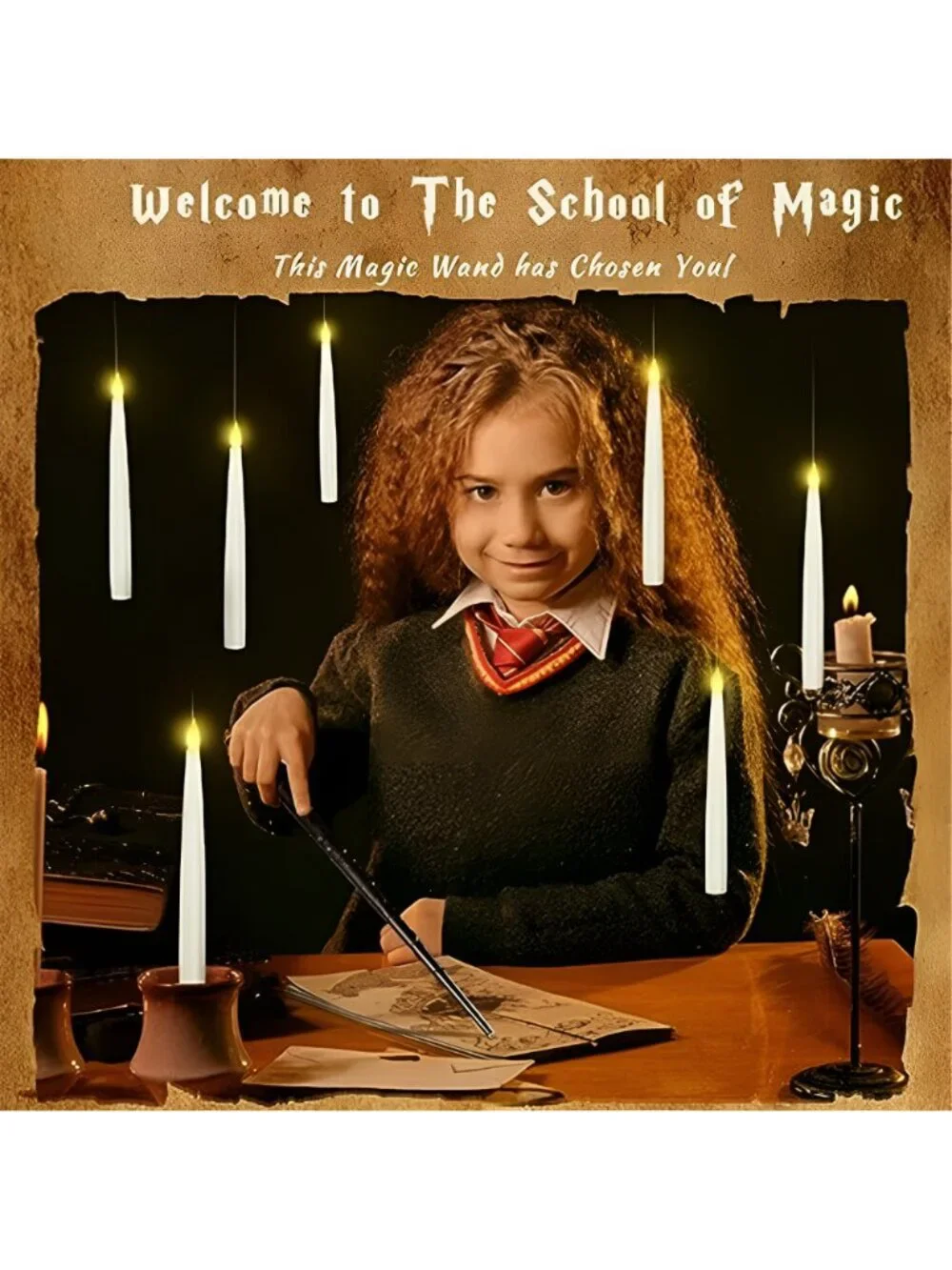 20PCS Floating Candles with Wand, Magic Hanging Candles, Flickering